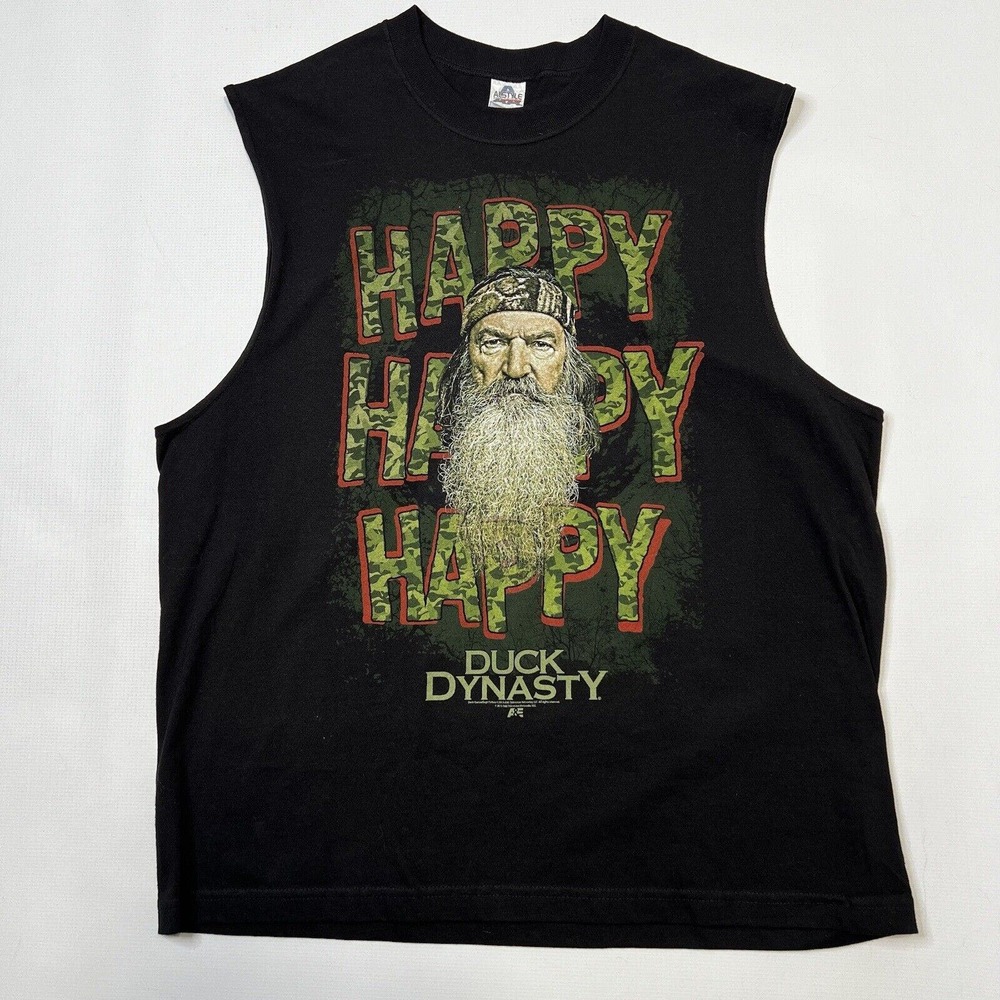 Duck Dynasty Shirt XL Men’s Black Sleeveless Happy Outdoor Casual Cotton 2013